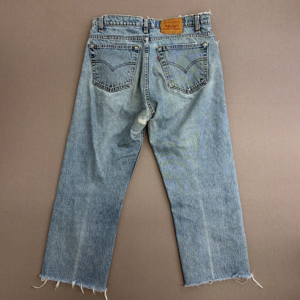 Vintage‎ Levis 505 Regular Fit Straight Leg Light Wash Raw Hem Jeans W34 L30
